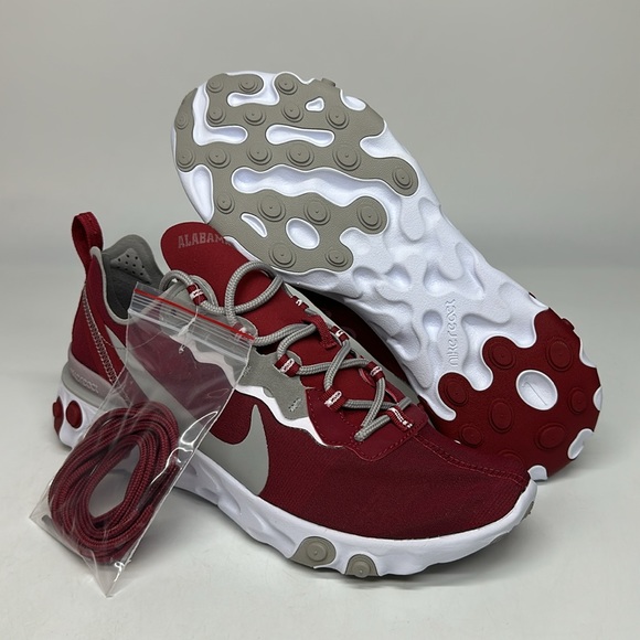 New Men's Nike React Element 55 Alabama Crimson Tide Shoes CK4795-600 NIB - Picture 3 of 7
